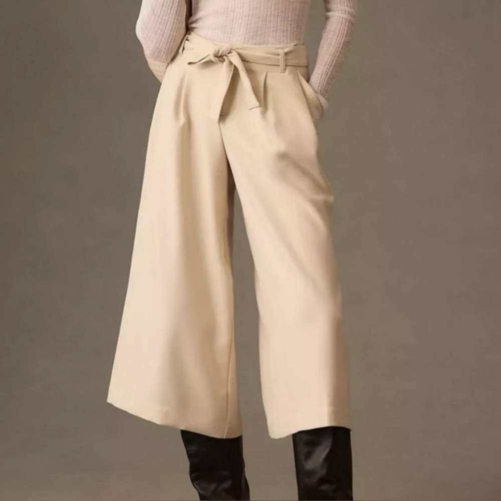 Maeve By Anthropologie‎ Tie-Waist Culottes Women's Light Sand 14